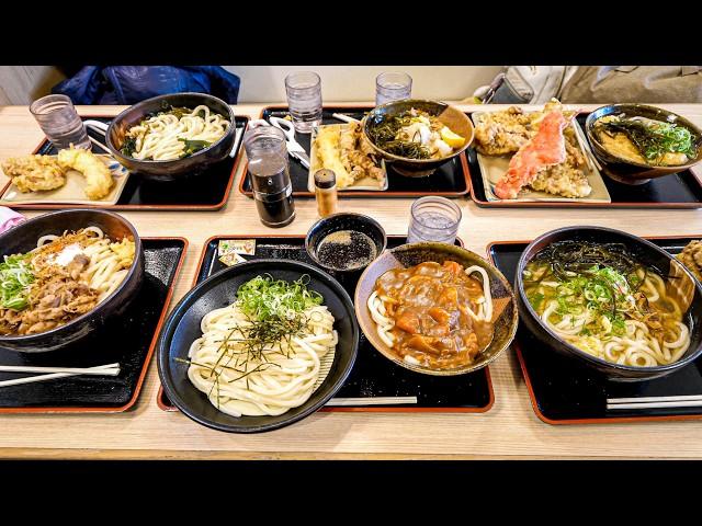 Amazing preparation! Japanese udon shop preparing a lot of tempura