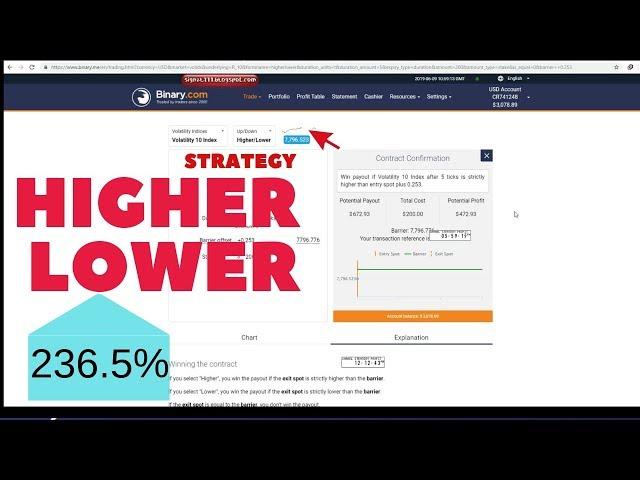 HOW TO PROFIT 100% TRADING HIGHER / LOWER || THE BEST STRATEGY BINARY.COM