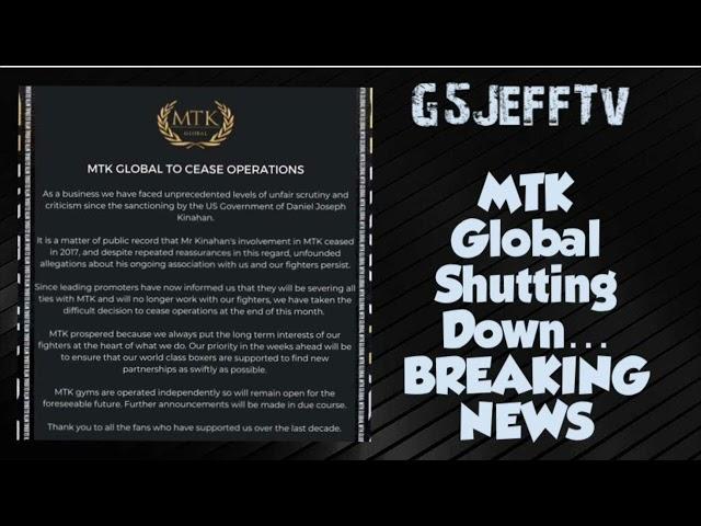 Breaking News: MTK GLOBAL Shutting Down Its Doors Daniel Kinahan RICO!!!