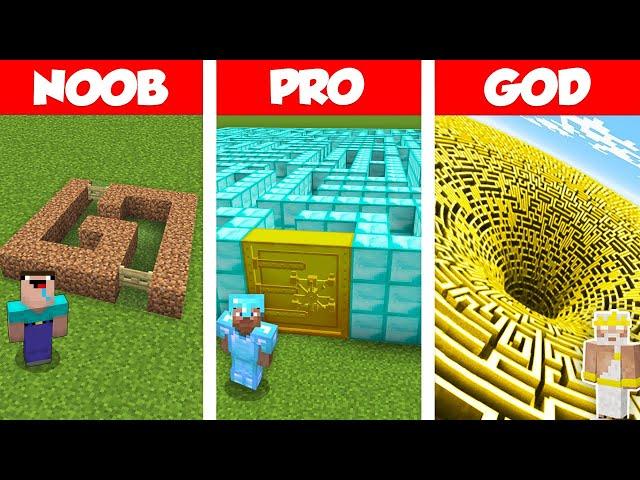 Minecraft NOOB vs PRO vs GOD: GIANT MAZE HOUSE BUILD CHALLENGE! SECRET MAZE! (Animation)