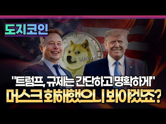 도지코인 DOGE "트럼프, 규제는 간단하고 명확하게" 머스크랑 화해했는데 봐야겠죠?