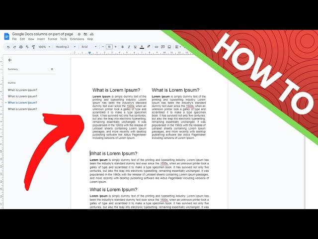 Google Docs columns on part of page