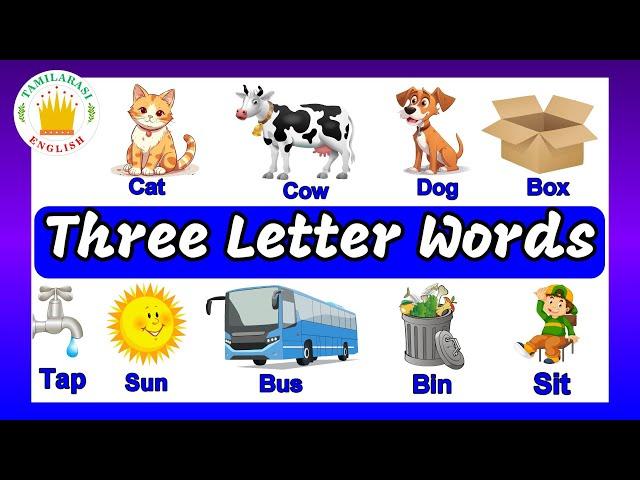 50 Three Letter Words -Kids vocabulary -Learn English for kids| Tamilarasi English