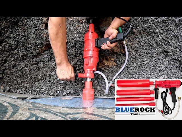 Concrete Core Drill Setup, Tips and Drilling Demo BLUEROCK 4Z1 Handheld Drill and Diamond Wet Bits