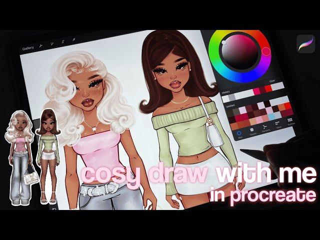 ⋆｡˚౨ৎ 1 hour of late night digital drawing | cosy draw with me on procreate | chill lofi music 