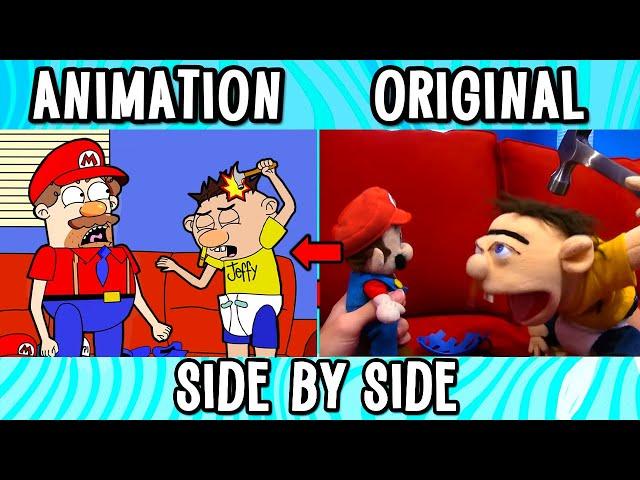 SML Movie VS SML Animation: Jeffy Breaks His Helmet! Side by Side