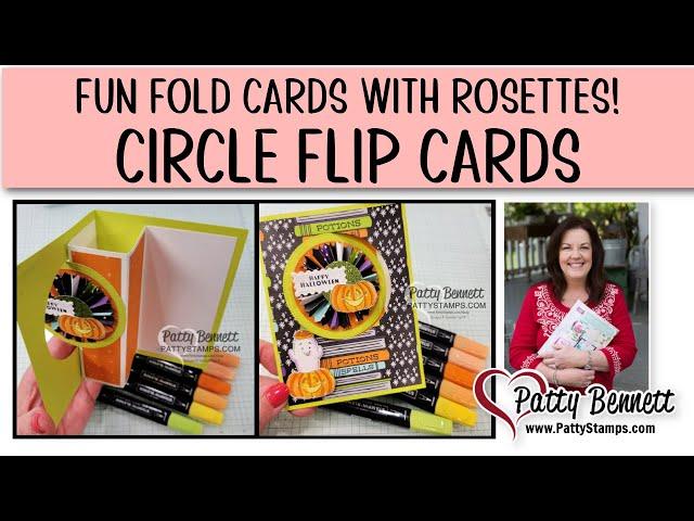 Circle Flip Fun Fold Cards with Paper Rosettes - Stampin' Up! Round we Go