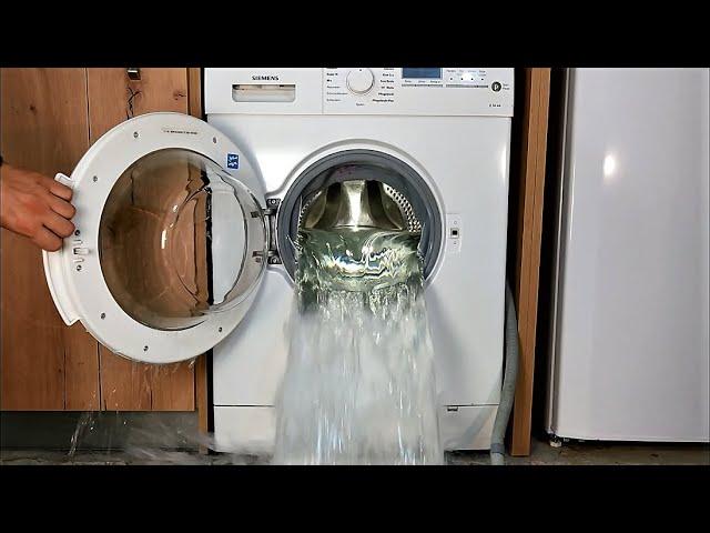 Experiment - Extremely Overfilled with Water and Door Opening - Washing Machine