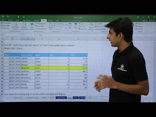 MS Excel - Data Sorting