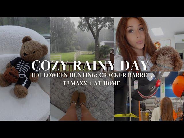 cozy rainy day vlog: fall decor, chit chat, halloween hunting (cracker barrel, tj maxx, + at home)