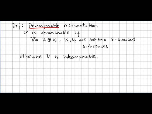 Representation Theory 26, Completely Reducible and Decomposable Representations