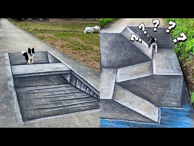 How to paint Funny 3D art on the road for fun