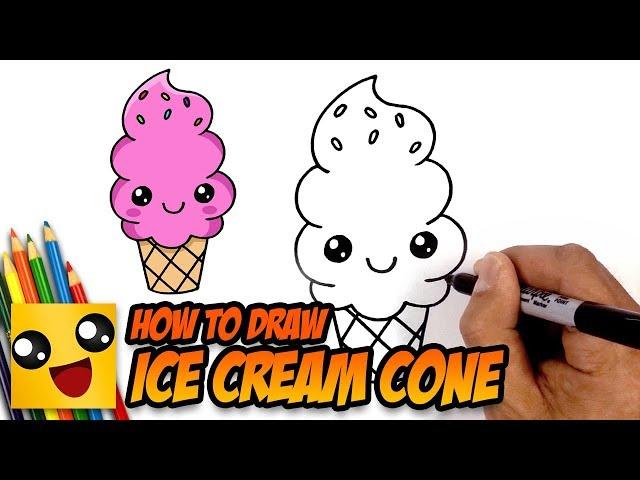 How to Draw Ice Cream Cone - Art Lesson for Kids