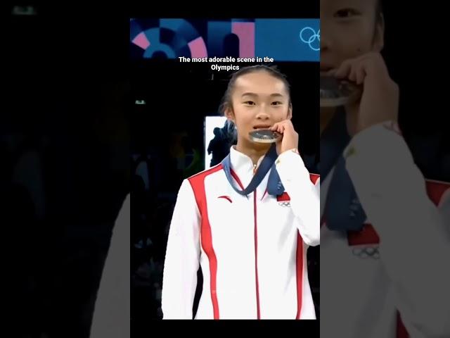 Zhou Yaqin medal biting| cute moments in Olympics 2024 | #paris #paris2024 #olympics #olympics2024