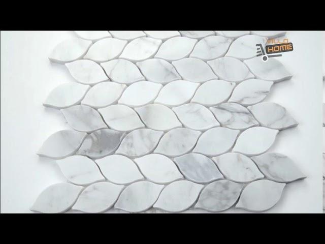 Calacatta Blanco 11.62″ x 13.38″ Polished Marble Mesh-Mounted Mosaic Tile Pattern-MSI Collection