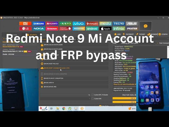 Xiaomi Redmi Note 9 Mi Account Remove 100% Fix UnlockTool