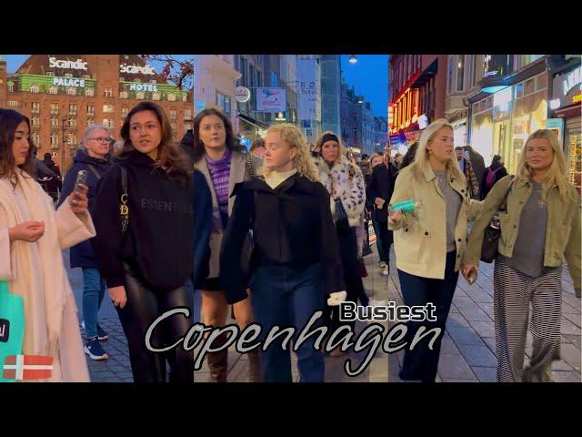 Walking Busy Street Of Copenhagen, Denmark | 4K HDR Walking Tour | November 2024