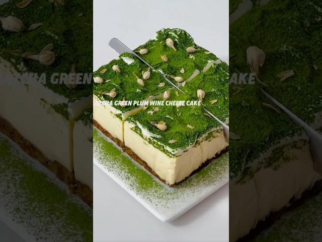 Matcha Green Plum Wine Cheese Cake।। #cake #shortvideo #cakebaking #youtubeshorts