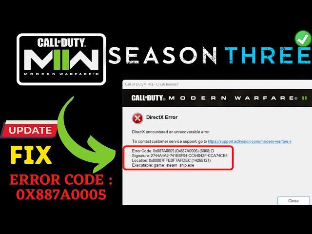Warzone 2 Season 3 directX error with Error code 0x887A0005 Fix