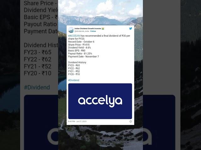 Accelya Solutions India Ltd has recommended final dividend for FY23. (27 July 2023)