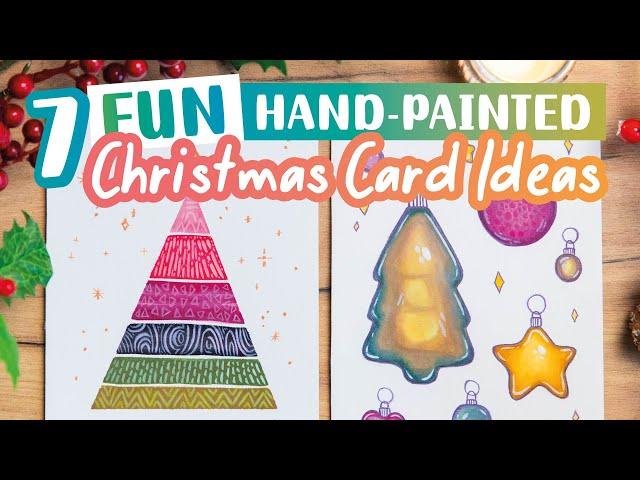 7 Easy HAND PAINTED Christmas Card Ideas // DIY Watercolor Painting Cards