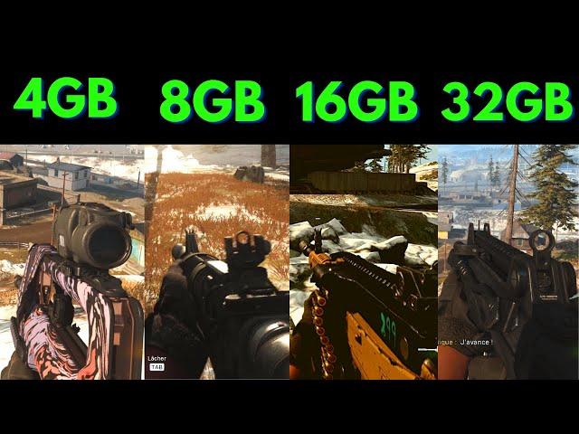 Call of Duty Warzone 4GB Ram vs 8GB Ram vs 16GB Ram vs 32GB Ram