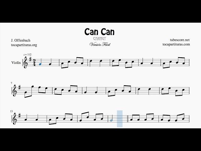 Can Can Easy Sheet Music for Violin Original Tone G Major