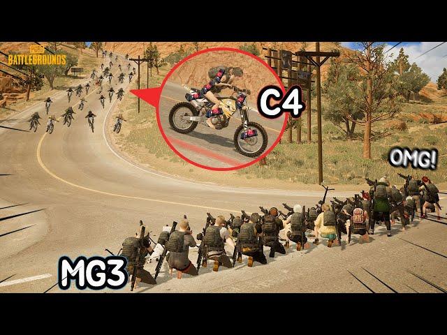 Wow!! C4+ dirt bike vs MG3 squad! who will win??