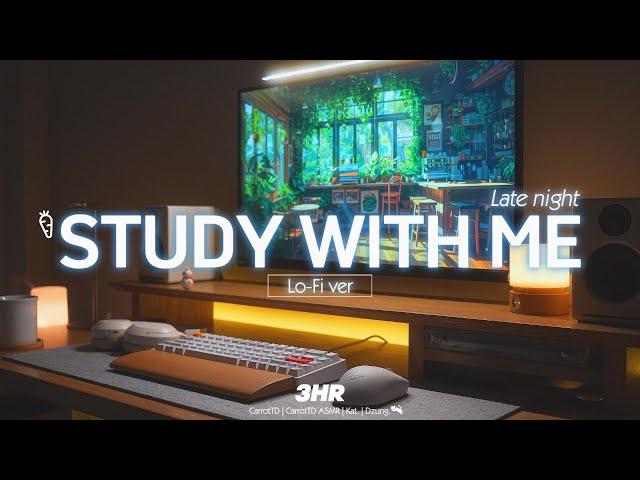 3-HOUR STUDY WITH ME | Relaxing Lo-Fi, Thunderstorm️ | Pomodoro 50-10 | Late night 