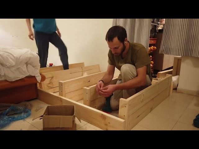 Simple wooden shelving build in fast motion