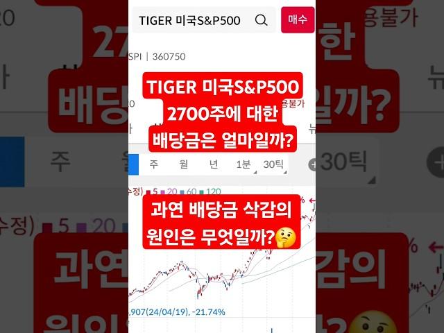 TIGER 미국S&P500 ETF 2700주에 대한 배당금은 얼마?? 배당금 삭감의 원인은??? #미국주식 #etf #배당주 #주식 #투자 #퇴직연금 #퇴직연금