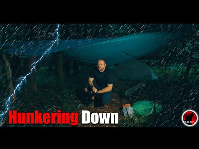  Taking Shelter & Shields Up - Thunderstorm Camping in Rain, Lightning, Thunder & Wind ️