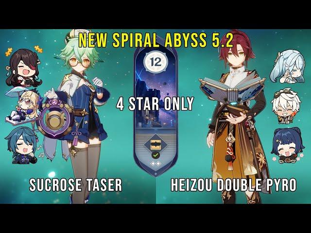 NEW Genshin Impact Abyss 5.2 | Sucrose Taser and Heizou Double Pyro | Floor 12 9 Stars