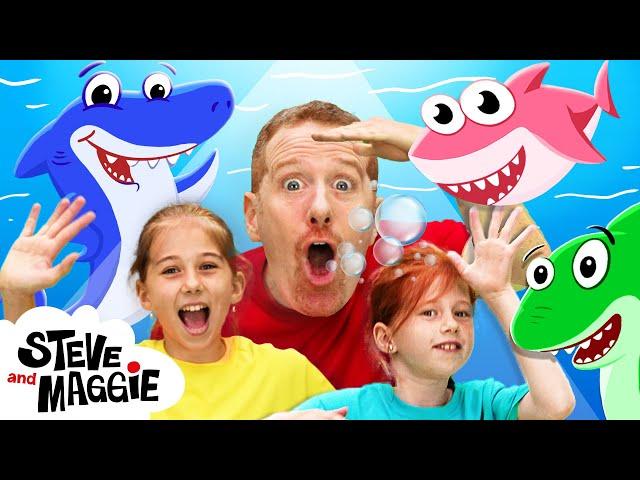 Baby Shark Finger Family Song for Kids with Steve and Maggie | Haunted House Go Away, Monsters! Song