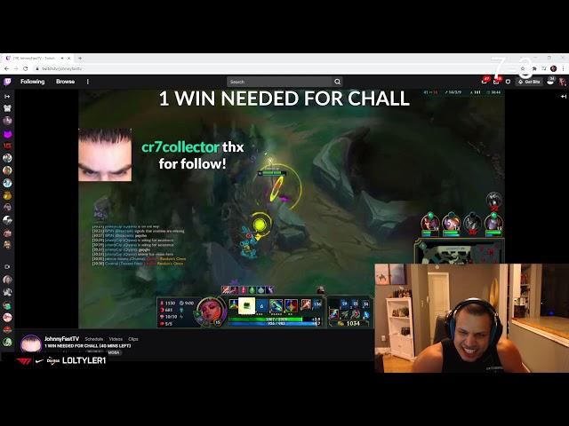 Tyler1 spectates JohnnyFastTV 1 win from Challenger with 2 minutes left of Season 11