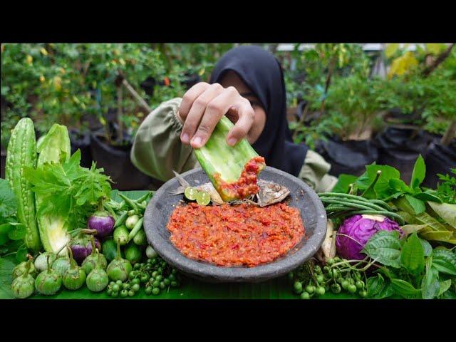 TANPA NASI‼️ PESTA LALAPAN MENTAH IKAN ASIN SAMBEL TERASI | MUKBANG ASMR