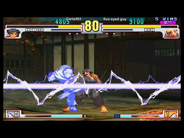 Street Fighter III: 3rd Strike (Fightcade): Match #16: Carls493 Vs. five eyed guy (7 Matches)