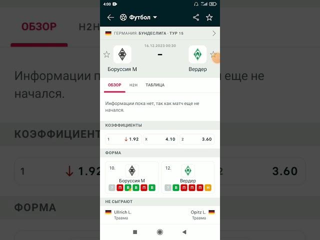 Боруссия М Вердер прогноз на матч Немецкой Бундеслиги