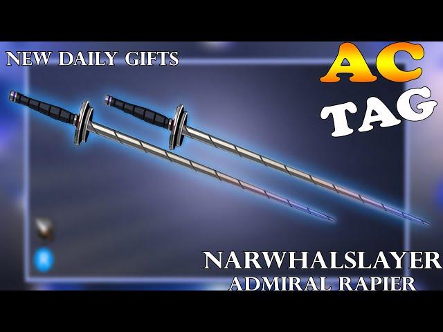 AQW NEW 2 0 AC NARWHALSLAYER ADMIRAL RAPIER WEAPONS l DAILY GIFTS /JOIN PIRATEVAMPIRE