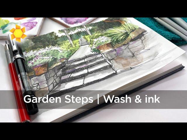 Garden Steps | Wash & Ink (Urban Sketching)