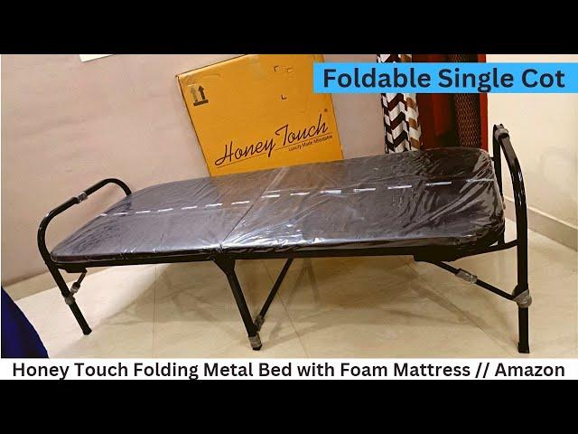 Honey Touch Folding Metal Bed with Foam Mattress // Amazon