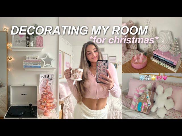 CHRISTMAS ROOM MAKEOVER ️ decor shopping, decorate w/me, & pinkmas room tour