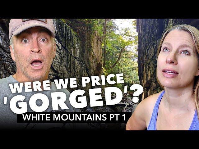 Van life couple at Flume Gorge & Littleton, New Hampshire on New England road trip