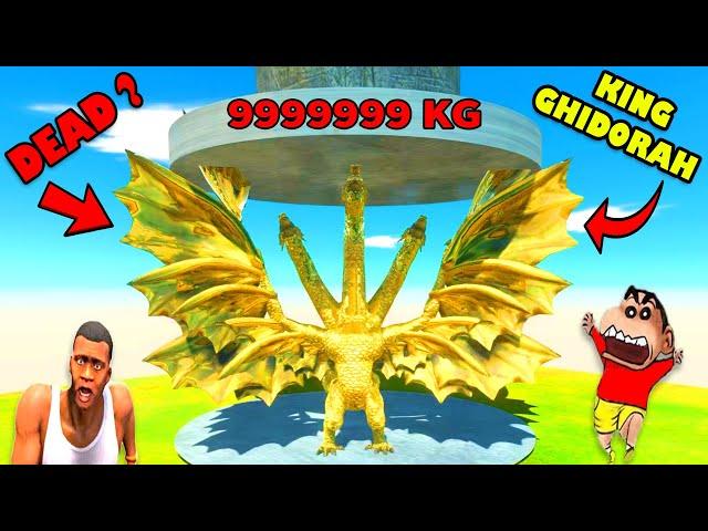 HYDRAULIC PRESS 99999 KG vs KING GHIDORAH SHINCHAN and CHOP in ANIMAL REVOLT BATTLE SIMULATOR