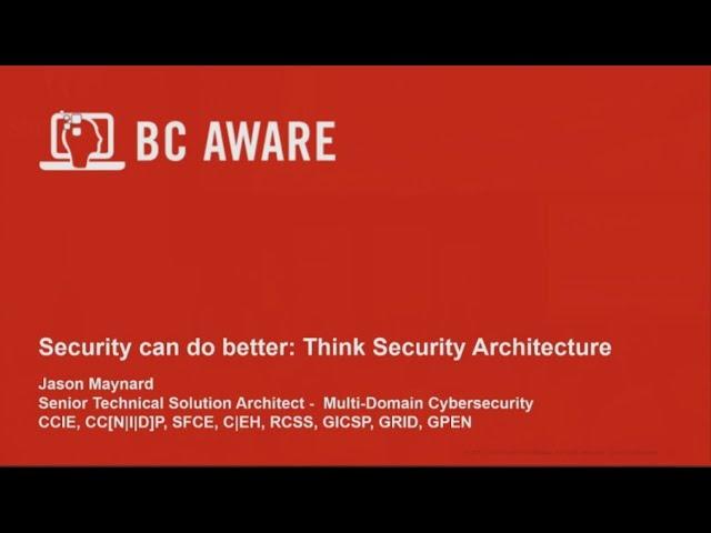 Security can do better: Think Security Architecture