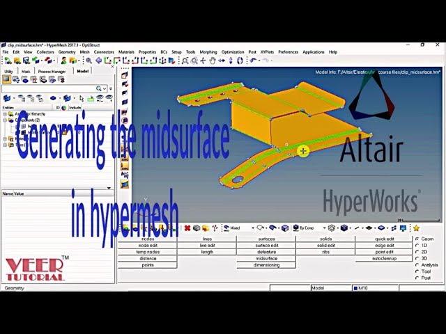 Altair Hypermesh | Generating a Midsurface of Sheetmetal BIW Component