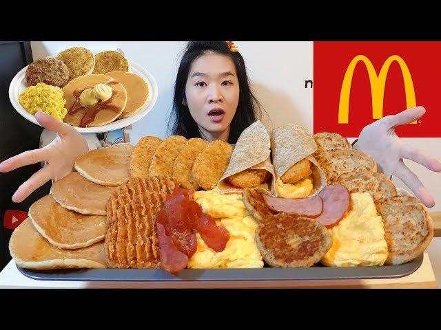 MEGA McDONALD'S BIG BREAKFAST!! Pancakes & Bacon, Chicken Sausage Ham | Mukbang w Asmr Eating Sounds
