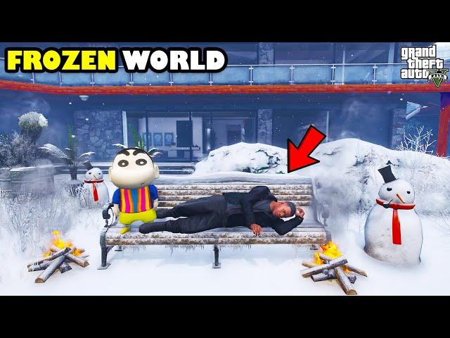 Franklin Trying To survive The FROZEN WORLD in GTA 5 | SHINCHAN and CHOP