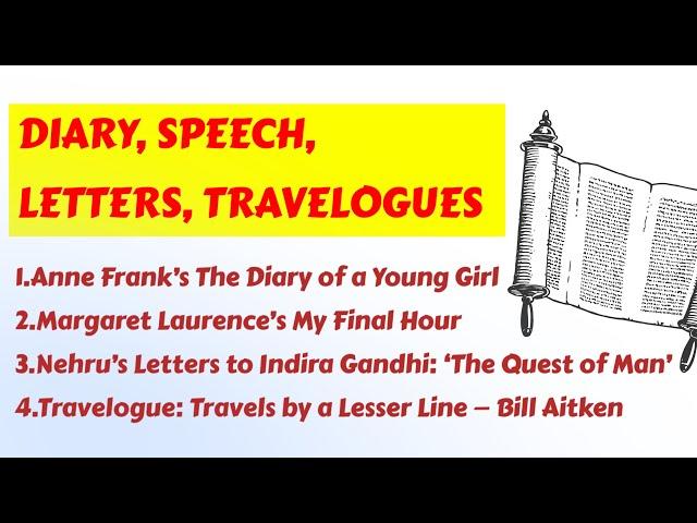 Anne Frank's | Margaret Laurence Nehru's Letters to Indira Gandhi |  Travels by a laser line | prose