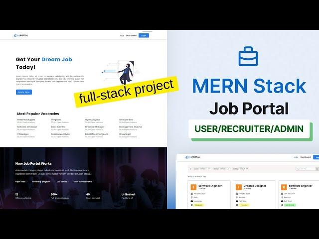 MERN Full-stack Job Portal with User Dashboard, Recruiter & Admin Panel